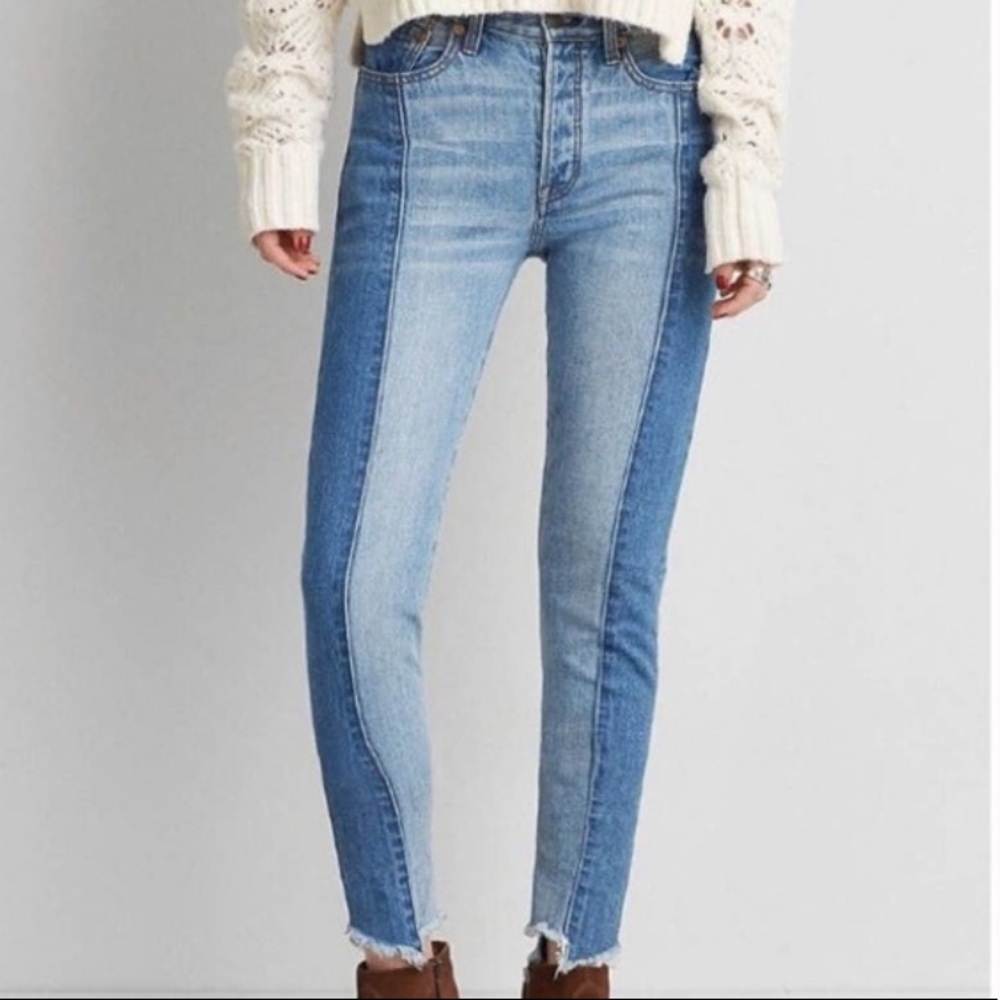 AEO Vintage High Rise Two-Tone Jeans